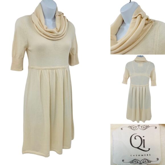 Qi Cowl Neck Cashmere Sweater Dress - Picture 1 of 14